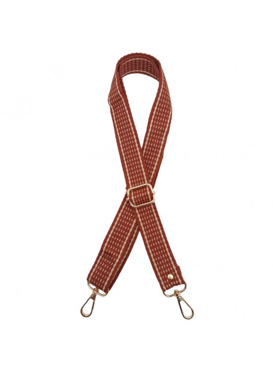 Çanta Aksesuar 120x3 cm Polyester Kolon Çanta Sapı Taba Renk Bej Şeritli Light Gold Metalli