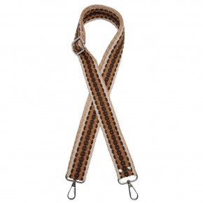 Çanta Aksesuar 120x4 cm Jüt Kolon Çanta Sapı Zincir Desen Kahve Tonları Gümüş Metalli