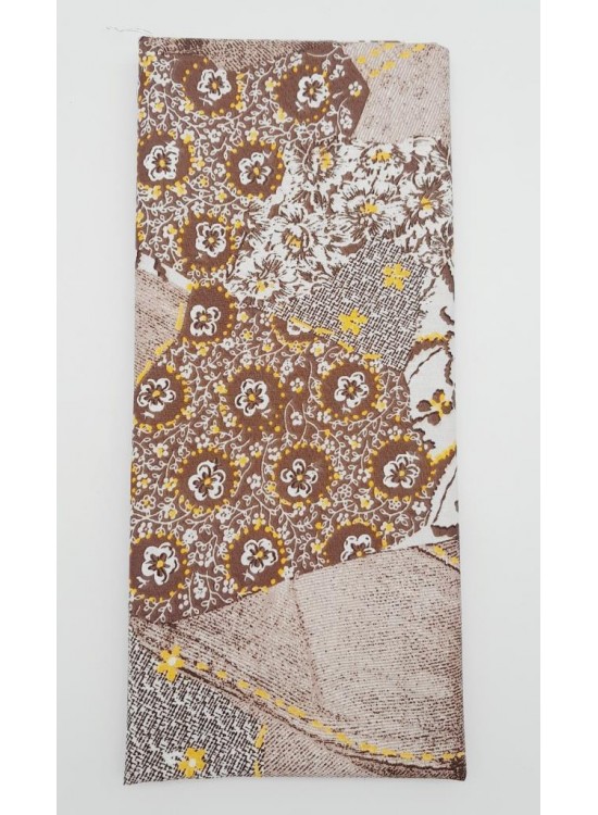 Çanta Aksesuar 120X50 Cm Kahverengi Pamuklu Astarlık Kumaş Çiçek Desenli