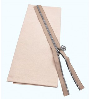 Çanta Aksesuar 120x50 cm Pamuklu Astarlık Kumaş  Bej  ve 30 cm Bej Renk Fermuar
