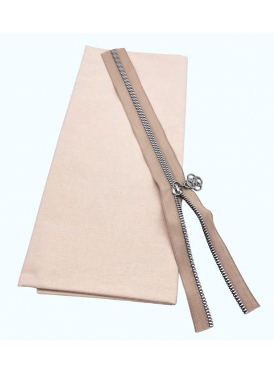 Çanta Aksesuar 120x50 cm Pamuklu Astarlık Kumaş  Bej  ve 30 cm Bej Renk Fermuar