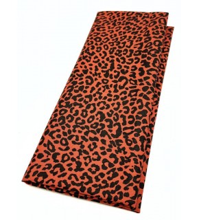 Çanta Aksesuar 120x50 cm Pamuklu Astarlık Kumaş Kiremit-Siyah Leopar  Desen