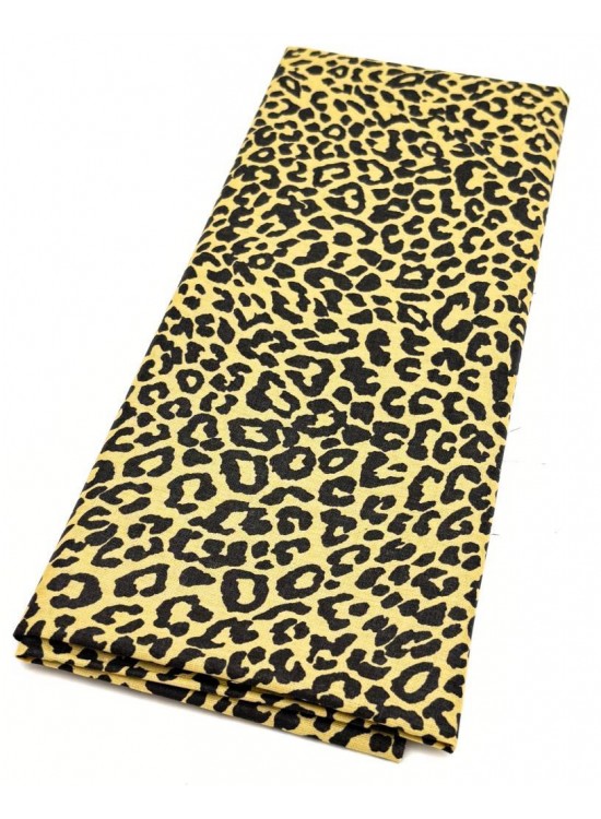 Çanta Aksesuar 120x50 cm Pamuklu Astarlık Kumaş Sarı-Siyah Leopar  Desen