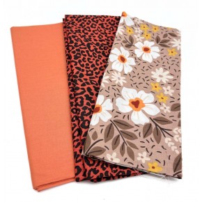 Çanta Aksesuar 120x50  cm Pamuklu Astarlık Kumaş Seti (Taba, Taba Çiçekli, Taba Leopar)