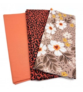 Çanta Aksesuar 120x50  cm Pamuklu Astarlık Kumaş Seti (Taba, Taba Çiçekli, Taba Leopar)