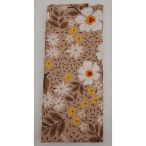 Çanta Aksesuar 120X50 Cm Sütlü Kahve Papatya Desen Pamuklu Astarlık Kumaş No:18