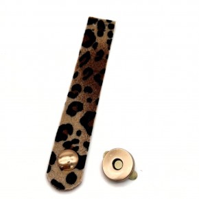 Çanta Aksesuar 12x2 cm Suni Deri Kapak Leopar Renk Light Gold  Metalli