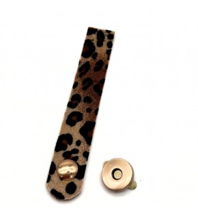 Çanta Aksesuar 12x2 cm Suni Deri Kapak Leopar Renk Light Gold  Metalli