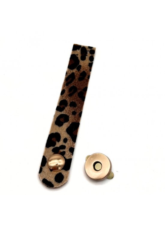 Çanta Aksesuar 12x2 cm Suni Deri Kapak Leopar Renk Light Gold  Metalli