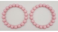 Çanta Aksesuar 13 cm Ahşap Boncuklu Bilezik Model Pembe Renk Çift Sap