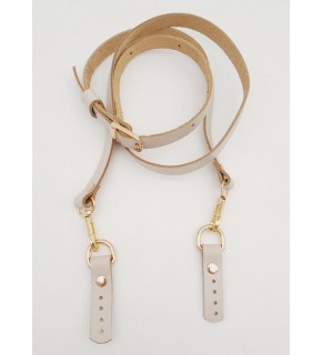 Çanta Aksesuar 130X1.5 cm Bej Gerçek Deri Light Gold Tokalı Çanta Sapı