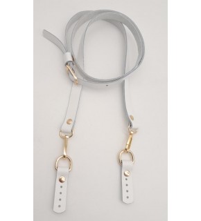 Çanta Aksesuar 130x1.5 cm Beyaz Gerçek Deri Light Gold Tokalı Çanta Sapı