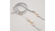 Çanta Aksesuar 130x1.5 cm Beyaz Gerçek Deri Light Gold Tokalı Çanta Sapı