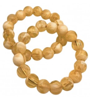 Çanta Aksesuar 14 cm Krem-Şeffaf Boncuklu Bilezik Model Çift Çanta Sapı Light Gold Metalli