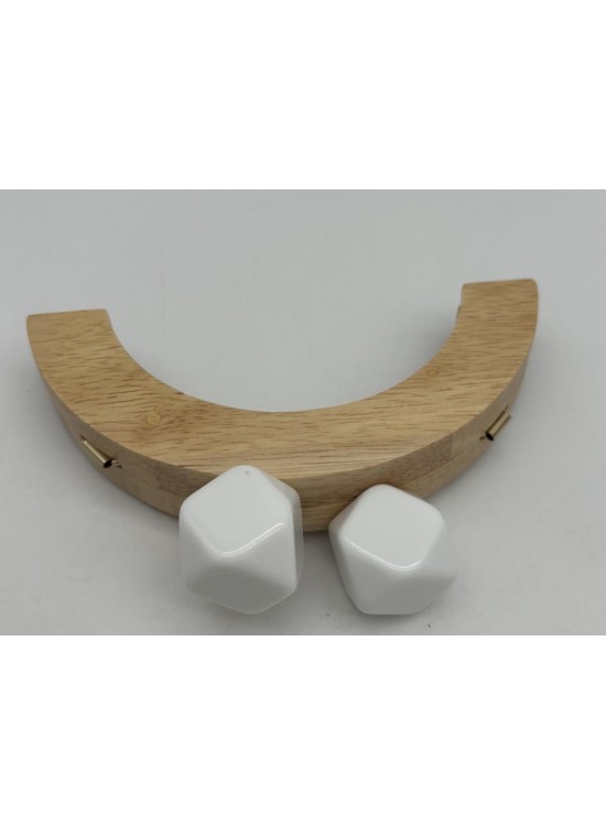 Çanta Aksesuar 14 Cm  Oval Ahşap Burs Beyaz Renk Toplu