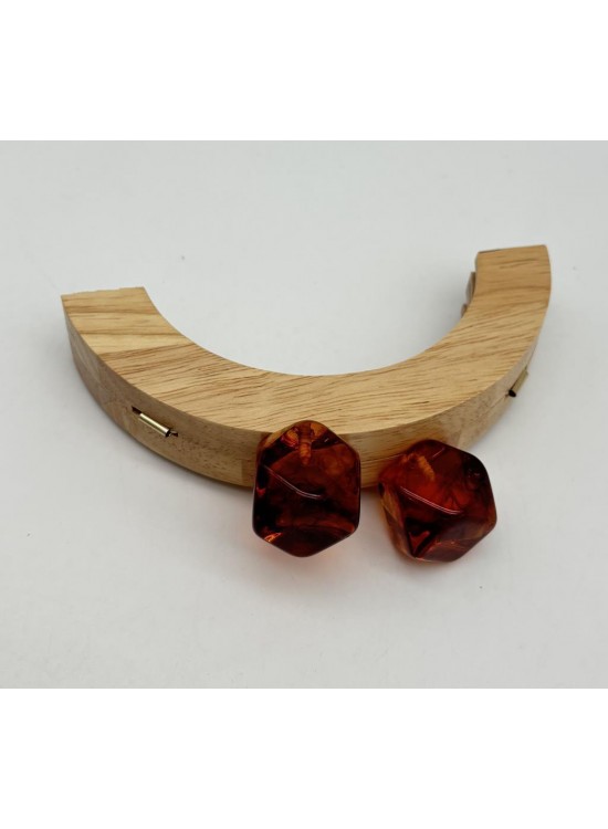Çanta Aksesuar 14 Cm  Oval Ahşap Burs Kehribar Renk Toplu