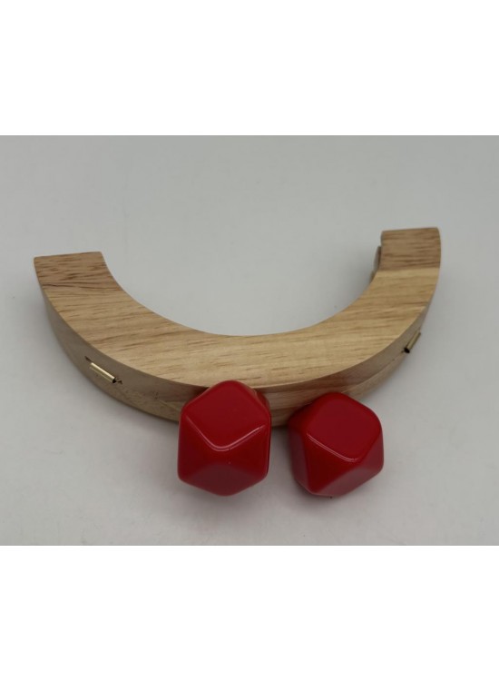 Çanta Aksesuar 14 Cm  Oval Ahşap Burs Kırmızı Renk Toplu