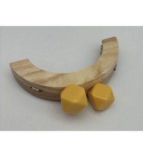Çanta Aksesuar 14 Cm  Oval Ahşap Burs Sarı Renk Toplu
