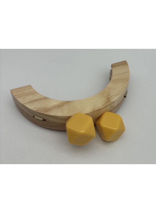 Çanta Aksesuar 14 Cm  Oval Ahşap Burs Sarı Renk Toplu