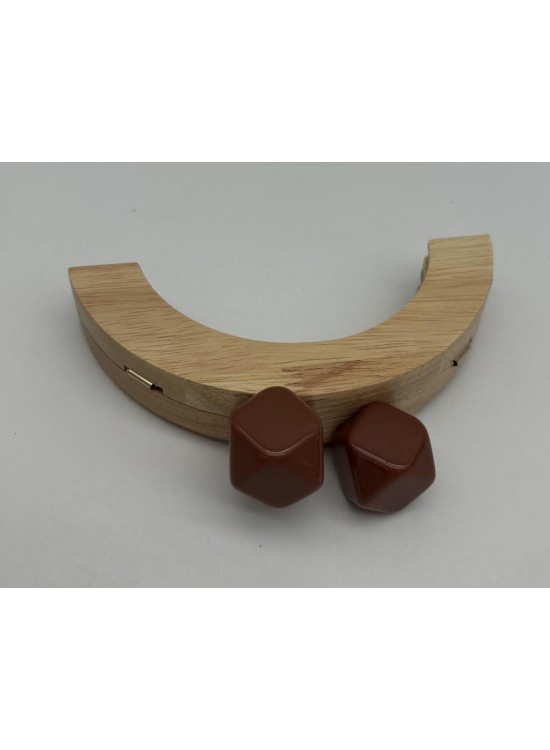 Çanta Aksesuar 14 Cm  Oval Ahşap Burs Sütlü Kahve Renk Toplu
