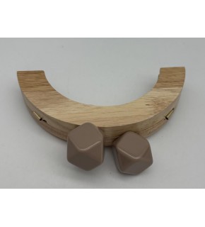 Çanta Aksesuar 14 Cm  Oval Ahşap Burs Vizon Renk Toplu