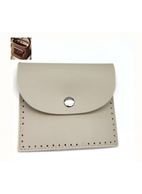 Çanta Aksesuar 14X12.5 cm cm Bej Renk  Çıtçıtlı Suni Deri Cep