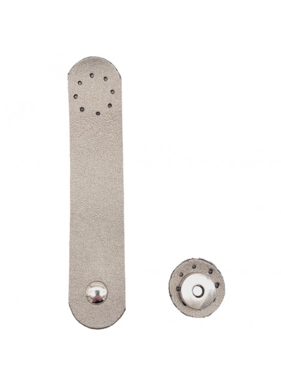 Çanta Aksesuar 14x3 cm Suni Deri Yuva Model Çanta Kapağı Parlak Gri Gümüş Metalli