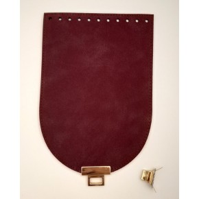Çanta Aksesuar 15x22 cm Süet Nubuk Deri Bordo Renk Kapak Light Gold Metalli