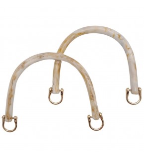 Çanta Aksesuar 16 cm Akrilik Bej Renk Çanta Tutma Sapı Light Gold Metalli