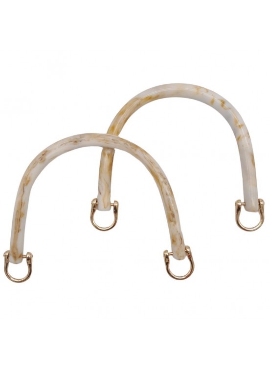 Çanta Aksesuar 16 cm Akrilik Bej Renk Çanta Tutma Sapı Light Gold Metalli