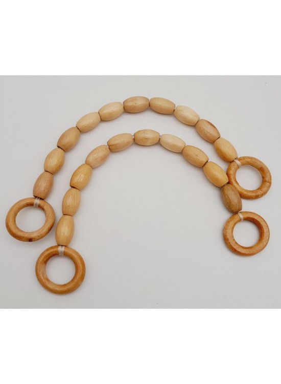 Çanta Aksesuar 17 mm Oval Ahşap Boncuklu 40 cm Çanta Sapı