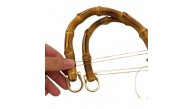 Çanta Aksesuar 18 cm Çift Gerçek Bambu Çanta Sapı Düz Halkalı (Light Gold Metalli)
