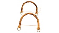 Çanta Aksesuar 18 cm Çift Gerçek Bambu Çanta Sapı Düz Halkalı (Light Gold Metalli)