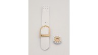Çanta Aksesuar 18x2,3 cm Beyaz Gerçek Deri Tokalı Çanta Kapağı Light Gold Metalli