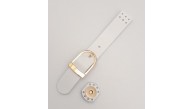 Çanta Aksesuar 18x2,3 cm Beyaz Gerçek Deri Tokalı Çanta Kapağı Light Gold Metalli