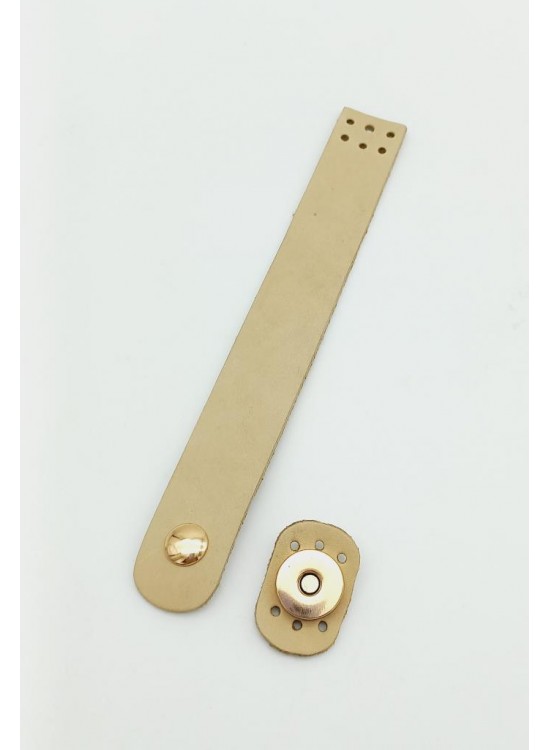 Çanta Aksesuar 18x2,3 cm Ham (Doğal) Renk Gerçek Deri Düz Çanta Kapağı Light Gold Metalli