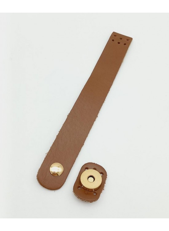 Çanta Aksesuar 18x2,3 cm Sütlü Kahve Gerçek Deri Düz Çanta Kapağı Light Gold Metalli