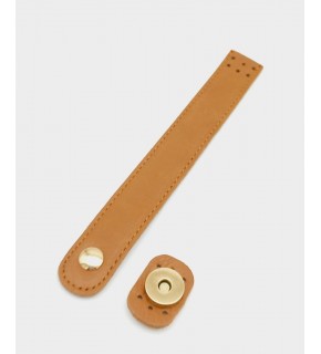 Çanta Aksesuar 18x2,3 cm Taba Gerçek Deri Dikişli Çift Kat Çanta Kapağı Light Gold Metalli