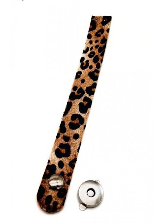 Çanta Aksesuar 18x2 cm Suni Deri Leopar Renk Çanta Kapağı Gümüş  Renk Metalli