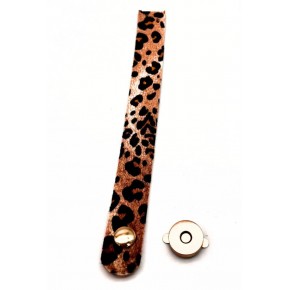 Çanta Aksesuar 18x2 cm Suni Deri Leopar Renk Çanta Kapağı Light Gold  Metalli