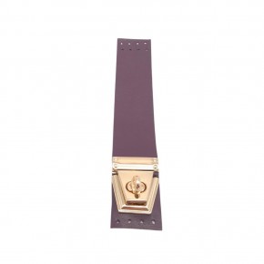 Çanta Aksesuar 18x3.5 cm Suni Deri Mor Renk Kapak Light Gold Metalli