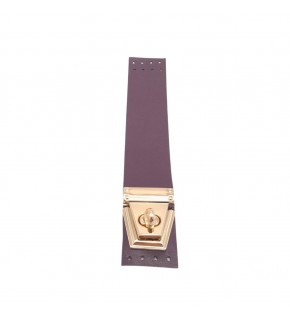 Çanta Aksesuar 18x3.5 cm Suni Deri Mor Renk Kapak Light Gold Metalli