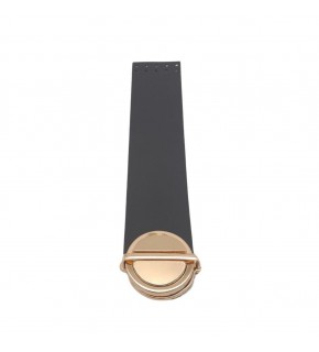 Çanta Aksesuar 18x4 cm Tek Kat Suni Deri Siyah Renk Kapak No:2 Light Gold Metal