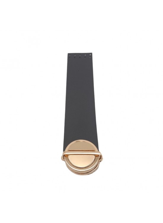 Çanta Aksesuar 18x4 cm Tek Kat Suni Deri Siyah Renk Kapak No:2 Light Gold Metal