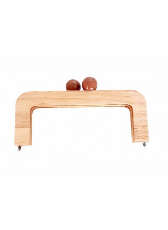 Çanta Aksesuar 20 Cm Ahşap Çanta Bursu Açık Renk Yuvarlak Toplu