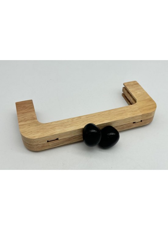 Çanta Aksesuar 20 Cm  Oval Siyah Toplu Ahşap Burs