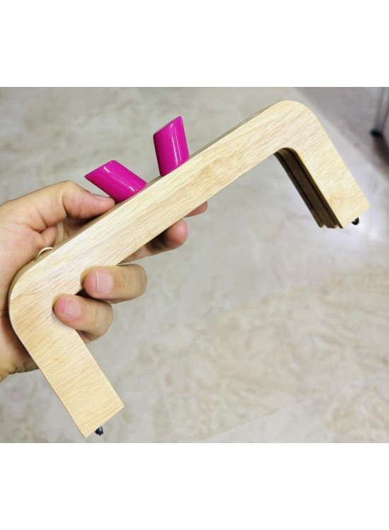 Çanta Aksesuar 20 Cm  Pembe Renk Silindir Başlıklı Ahşap Burs