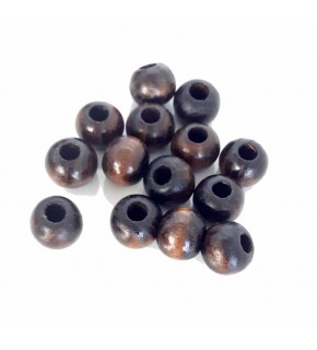Çanta Aksesuar 20 Mm 10 Adet Koyu Renk Ahşap Yuvarlak Boncuk