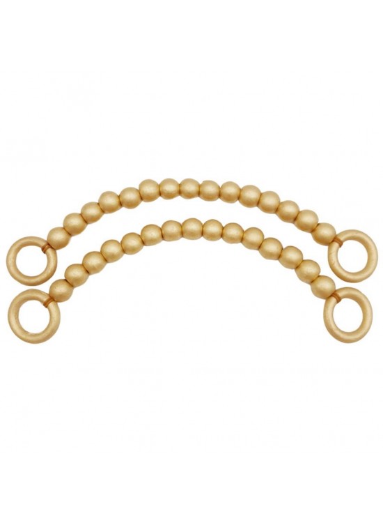 Çanta Aksesuar 20 mm Ahşap Boncuklu 37 cm Gold Renk Çanta Sapı