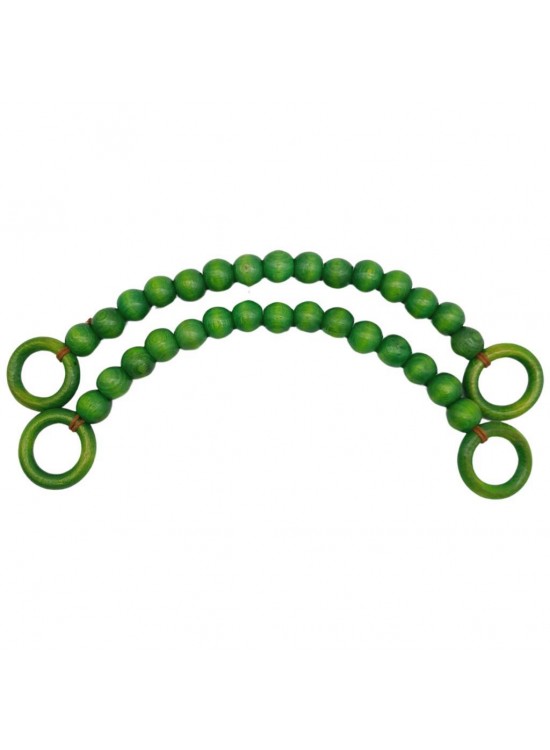 Çanta Aksesuar 20 mm Ahşap Boncuklu 37 cm Yeşil Renk Çanta Sapı